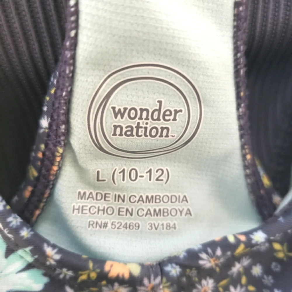 NWT Wonder Nation 2-Pc Tankini Swimsuit with Removable Pads Girl's Size 10-12